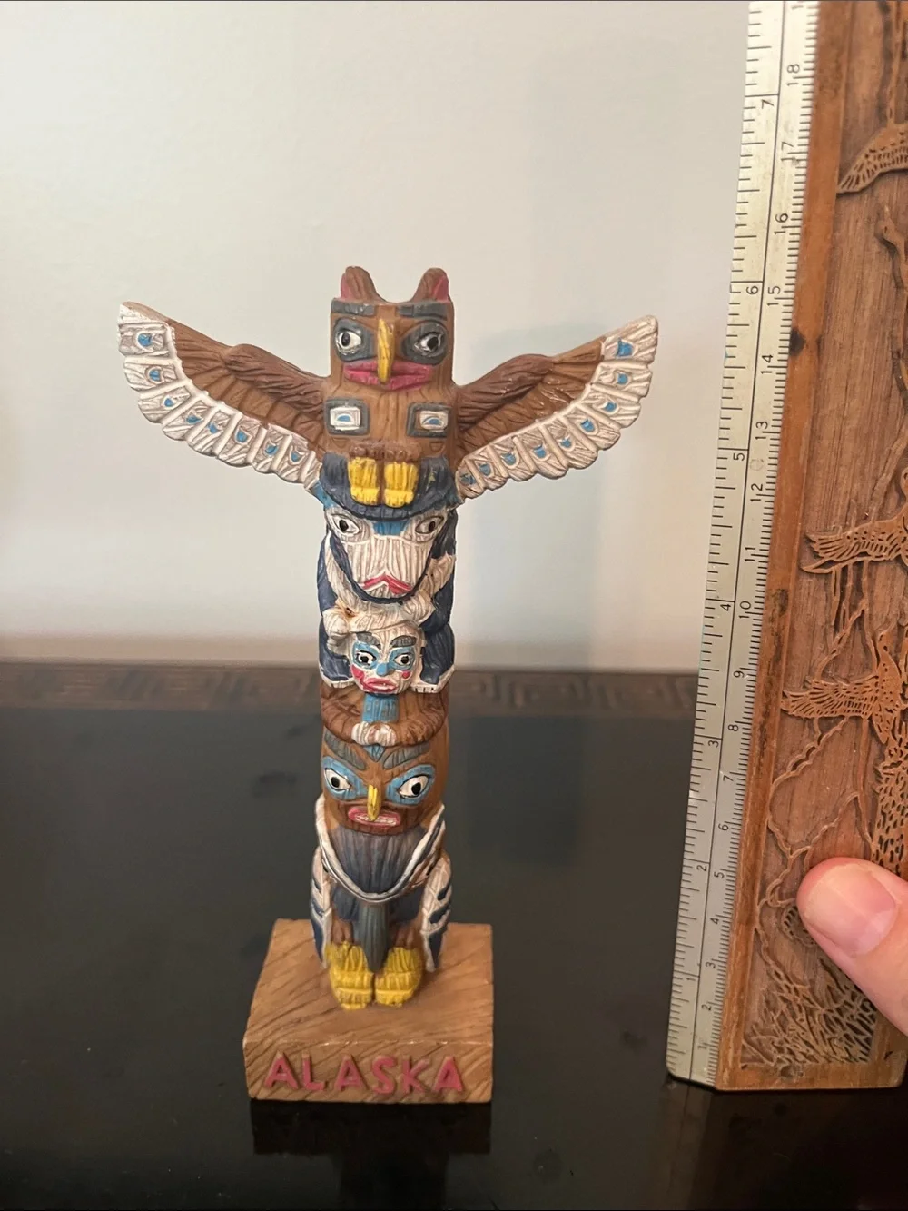 Alaska Souvenir Totem Pole Multicolor Carved Resin Home Accent, 6” high